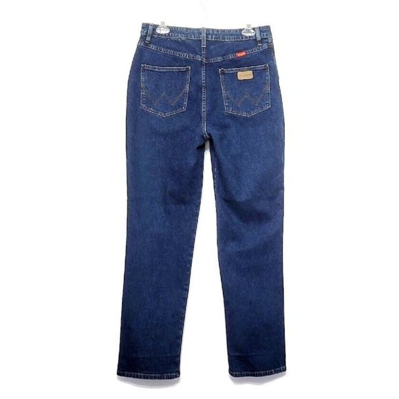 Vintage Wrangler Straight Leg Jeans Womens Size 11/12x32 High Rise Dark Wash - Picture 2 of 8
